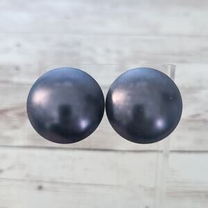 Vintage Clip On Earrings 1.25" Extra Large Metallic Domed